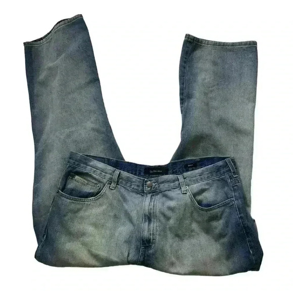 Calvin Klein Jeans Straight Denim Jeans Men Size 40 Light Wash Zip Fly Blue - Picture 5 of 12